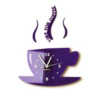 FLEXISTYLE Tasse Time for Coffee - Reloj de Pared para Cocina, diseño Moderno, Color Morado