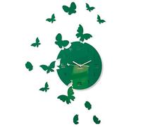 FLEXISTYLE Z4g-6a - Reloj de Pared Grande y Moderno (30 cm, 15 Mariposas, para salón, Dormitorio, habitación de los niños, Producto (Verde Oscuro)