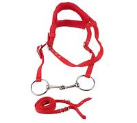 flexman Brida de Caballo Roja, Brida de Caballo Ajustable de Doble Cubierta, Arnés de Rienda con Cojín Suave, Broca y Rienda para Carreras de Caballos, Espectáculos de Caballos