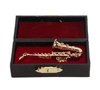 FLEXMAN Broche de Saxofón en Miniatura, Modelo de Instrumento Musical Portátil de 1,7 Pulgadas, Broche de Solapa de Latón de Moda con Caja de Instrumentos Forrada de Terciopelo Roj