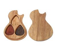 flexman Caja de púas de Guitarra, Regalo navideño para Guitarrista de Madera Maciza, Accesorios para Instrumentos Musicales con 3 púas de Guitarra y 1 Caja de Almacenamiento