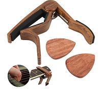 FLEXMAN Capo de Guitarra, Abrazadera de Guitarra Kapo de Madera Maciza con Púa de Guitarra, Accesorios para Guitarra Eléctrica Folk Clásica, Ukelele, Bajo, Violín
