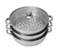 FLEXMAN Olla de Vapor para Sopa Acero Inoxidable Espesada con 2 Cestas Vapor, Olla Vapor Multifuncional Gran Capacidad con Doble Oreja para Verduras, Albóndigas, Sopa, Alimentos