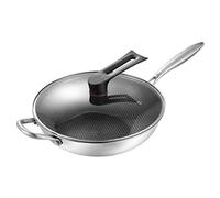 flexman Sartén Wok, Sartenes Para Cocinar, Sartén Para Carne, Wok Pequeño Para Cocina (32 cm/12,6 pulgadas (con cubierta y orejas))