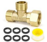 FLEXNOVA Adaptador en T de 1/2 pulgadas, pieza en T de latón de 1/2 pulgadas, conector de agua con cinta de sellado de rosca de 2 m y 6 arandelas, adaptador para manguera de ducha para sistema de agua