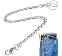 FLEXNOVA HoseKette 50cm Schlüsselkette mit Karabiner Wallet Chain Hosen Kette Edelstahl Herren Hip Hop Handtasche Kette Pants Chain für Jeans, Taschen, Brieftaschen Herren Damen