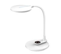 Flexo LED 10W 790lm 3000-4500-6000K con base dúo, regulador de intensidad y memoria, ideal para iluminación de estudio o lectura.