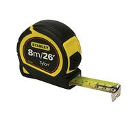 Flexómetro STANLEY Tylon 8m x 26mm, Cinta Métrica de Acero Resistente, Revestimiento Duradero, Gancho TRU-ZERO, Diseño Compacto Ergonómico, Alta Visibilidad, 0-30-656