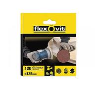 Flexovit 63642526392 Discos Velgrip Para Máquinas Roto-Orbitales, A203, 125 mm Diámetro, Fino Grano, 120 Tamaño Grano, Set de 6