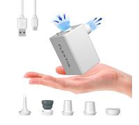 FLEXTAILGEAR MAX PUMP PLUS 2024, bomba de aire eléctrica portátil, bomba de vacío, potente flujo de aire de 300 l/min, batería recargable de 1600 mAh, 5 boquillas múltiples para colchones de aire,