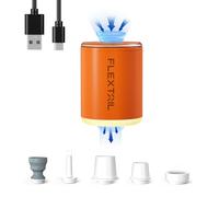 FLEXTAILGEAR Tiny Pump 2X, Bomba de Aire Eléctrica Portátil, Lampara de Camping, Inflado y Desinflado Rápidos, Luz de Camping 3 Niveles, Colchones de Aire, Flotador de Piscina