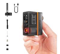 FLEXTAILGEAR Tiny Tire Pump ACS - Mini bomba eléctrica para bicicleta con manómetro, 125 g, 120 PSI, apagado automático, carga tipo C, luz trasera, para válvulas Presta y Schrader, bicicletas, pelotas
