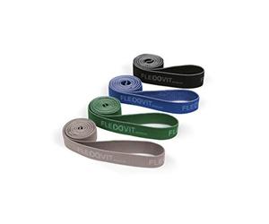 FLEXVIT Revolve - Juego de 4 bandas de fitness para un entrenamiento eficaz de todo el cuerpo, HIT, coordinación, estabilización y rebote, 4 fortalezas, principiantes y profesionales, lavable