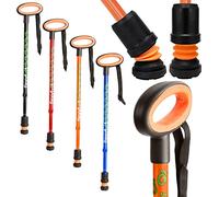 Flexyfoot - Bastón, empuñadura ovalada, absorción de golpes, optimiza la seguridad, el agarre y reduce los golpes y vibraciones, color naranja