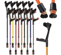 Flexyfoot - Muleta, abrazadera abierta, agarre cómodo, absorción de golpes, para mano izquierda, optimiza la seguridad, el agarre y reduce los golpes y vibraciones, color naranja