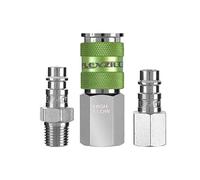 Flexzilla Pro Kit de acoplador y enchufe de alto flujo (3 piezas), NPT de 1/4" - A53452FZ