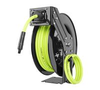 Flexzilla ZillaGreen L8611FZ - Carrete retráctil de Manguera de Aire de Cara Abierta, 3/8 Pulgadas x 50 pies, Resistente, Ligero, híbrido, ZillaGreen