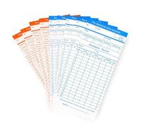 Flexzion 1 paquete de 100 tarjetas de tiempo, Hoja de horas mensuales en fromato de 6 columnas y 2 lados de color naranja (posterior) y azul (frontal), Material de oficina