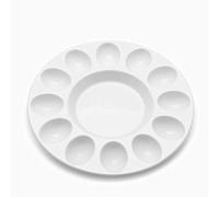 Flexzion Bandeja para Huevos de Diablo - Bandeja de cerámica Blanca de Porcelana para Servir Huevos de 12 Tazas, Bandeja de Catering para Huevos de Diablo Duros, Soporte para Huevos de Pascua y