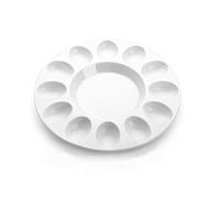 Flexzion Bandeja para Huevos de Diablo - Porcelana Blanca de cerámica para 12 Huevos de Taza (Paquete de 2) Bandeja de Servir para Huevos de Diablo Duros, Soporte para Huevos de Pascua y desiertos,