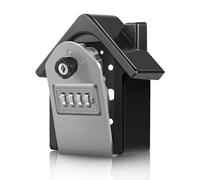 Flexzion Caja de seguridad con forma de casa para guardar llaves, cerradura de combinación de 4 dígitos, soporte para llaves de seguridad, caja de almacenamiento de código, caja de bloqueo de cifrado