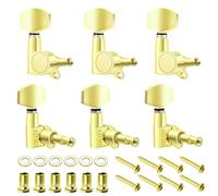Flexzion Clavijas de afinación para guitarra acústica, 3 x 3 pulgadas, acabado cromado, clavijas de afinación para guitarra acústica y eléctrica, 6 llaves de bloqueo, afinador de cuerda, cabezales de