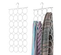 Flexzion Colgador para Bufandas Percha para Corbatas Organizador para Pañuelos 28 círculos Multifucional Organización del Armario y Habitación, Plegable para Almanecimiento, Blanco