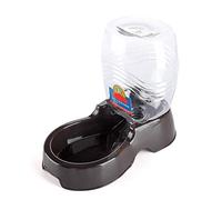 Flexzion Estación dispensadora de Agua para Mascotas, Color Negro (3/8 galones), Fuente de Agua por Gravedad, Fuente de Bebida, Plato portátil, Soporte para Perros pequeños, Gatos y Animales