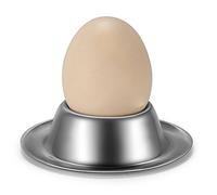 Flexzion Huevera de acero inoxidable, juego de 2 soportes apilables para huevos duros con base para servir, desayuno, brunch