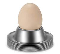 Flexzion - Juego de hueveras de acero inoxidable y porcelana (2/4/6 unidades), color blanco