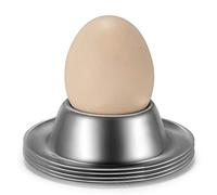 Flexzion - Juego de hueveras de acero inoxidable y porcelana (2/4/6 unidades), color blanco