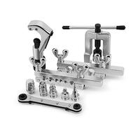 Flexzion Kit de herramientas de estampación acampanada - Tubo de línea de freno de 45 grados, cobre latón, aluminio, extrusión de acero suave de 1/8 a 3/4 pulgadas para HVAC, tubería de gas de agua,