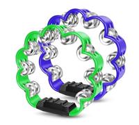 Flexzion Pandereta de flor, instrumento de percusión de mano de 8 pulgadas con cascabeles de metal y agarre ergonómico, panderetas pequeñas para adultos, niños, iglesia, fiestas y eventos musicales