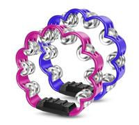 Flexzion Pandereta de flor, instrumento de percusión de mano de 8 pulgadas con cascabeles de metal y agarre ergonómico, panderetas pequeñas para adultos, niños, iglesia, fiestas y eventos musicales