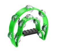 Flexzion Pandereta de Forma Media Luna 10 pares 20 Sonajas Jingles Pulgadas de Mango Ergonómico Instrumento Musical de Percussión Tamaño Profesional Juegos de Niños Regalo Color Verde