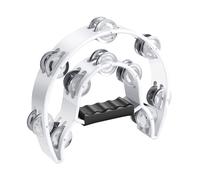 Flexzion Pandereta de Forma Media Luna 10 pares 20 Sonajas Jingles Pulgadas de Mango Ergonómico Instrumento Musical de Percussión Tamaño Profesional Juegos de Niños Regalo Color Blanco