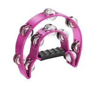 Flexzion- Pandereta de metal con forma de media luna, instrumentos musicales de doble fila, cascabeles de metal, instrumentos de mano de percusión con empuñadura ergonómica, panderetas para adultos, i