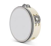 Flexzion Pandereta gallega de una sola fila - 15cm con 4 pares de sonajas, Pandereta profesional y infantil de madera para Navidad, niños, adultos, regalo, fiesta y KTV, Rojo