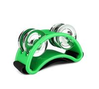 Flexzion Percusión de pandereta de pie con jingles de acero de doble fila, agitador de pies, instrumento musical, zapatos de fiesta, regalo cantante, vocalistas cajón y guitarristas (verde)