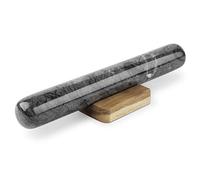 Flexzion Rodillo de espiga, mármol negro de 11 pulgadas con soporte de base de madera, rodillo de mármol para hornear, pasteles, pizza, masa, fondant, galletas, pasteles, pasta, panadería