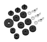Flexzion Set de 18 piezas de almohadillas de fieltro para platillos, fundas y Hi Hat, Accesorios para baterias, Piezas de reemplazo, Set de embrague, tuercas y arandelas (Gris)