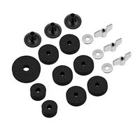 Flexzion Set de 18 piezas de almohadillas de fieltro para platillos, fundas y Hi Hat, Accesorios para baterias, Piezas de reemplazo, Set de embrague, tuercas y arandelas (Negro)