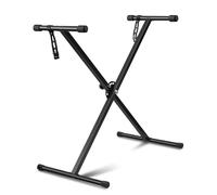 Flexzion Soporte clásico del estilo X de metal para teclado de piano electrónico con correas de bloqueo, Soporte plegable portátil de 7 posición y altura ajustable
