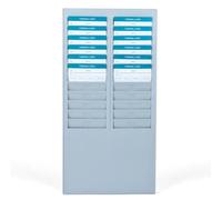 Flexzion Soporte de tarjetas del tiempo con 24 ranuras, Soporte en pared compatible con tarjetas de 7 pulgadas, Accesorio de oficina para registrador de nómia del tiempo (Gris)