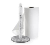 Flexzion Soporte para toallas de papel de mármol, soporte para toallas de papel blanco de 12 pulgadas, soporte para toallas de papel con base de mármol pesada para rollos de papel de tamaño estándar y