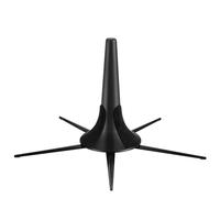 Flexzion Soporte para trompeta, plegable, compacto, portátil, con 5 patas de metal, soporte para trípode, con almohadillas de fieltro antiarañazos, banda de latón, negro