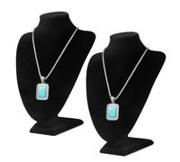 Flexzion Terciopelo collar de exhibición de la joyería Busto soporte [2 Pack] - Independientes cadena pendiente Gargantillas Lockets Holder organizador del almacenaje de la Figura, 10 pulgadas (Negro