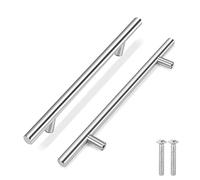 Flexzion Tirador de barra en T de 30,5 cm de largo (centro de agujero de 19 cm) Juego de herrajes de acero inoxidable para puerta de cocina, cajones, muebles estilo europeo con tornillos de montaje