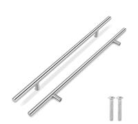 Flexzion Tiradores de barra en T de 45,7 cm de largo (centro de agujero de 28,7 cm) de acero inoxidable para puerta de cocina, cajones, muebles estilo europeo con tornillos de montaje