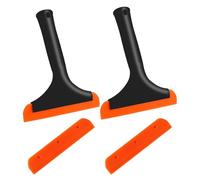 Fleymu 2 Piezas Limpiacristales Silicona para Ventanas Coche, Rasqueta Limpiacristales para Ducha, con 2 Tiras de Silicona Naranja, Raspador Placa, para Ventanas de Coche, Cocinas, Baño(Negro)